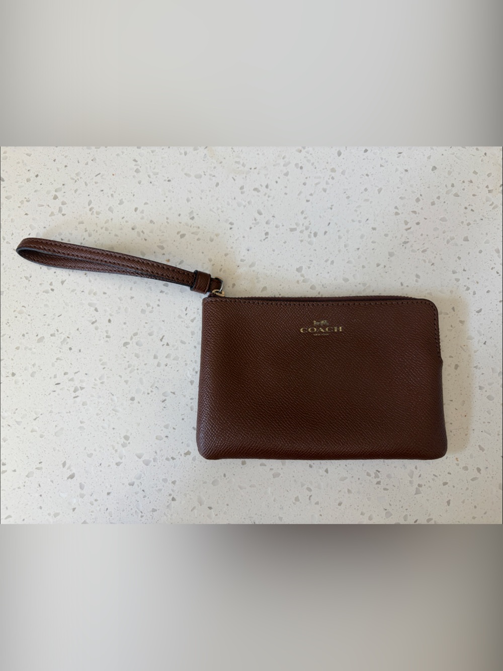 Coach Brown Leather Wristlet with Detachable Strap